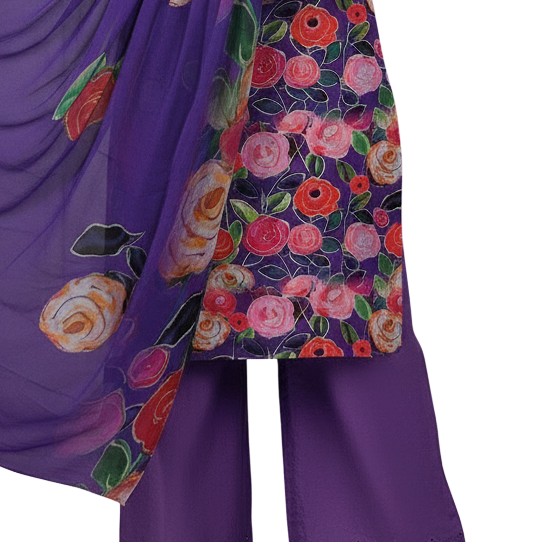 3-Piece Digital Allover Print Dabby Lawn Suit – Vol 612 (Design 7)