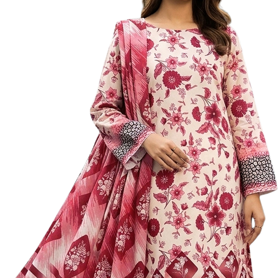 The Luxe Statement Vol. 606 | Premium Lawn with Digital Print Voile Dupatta | Design No 3