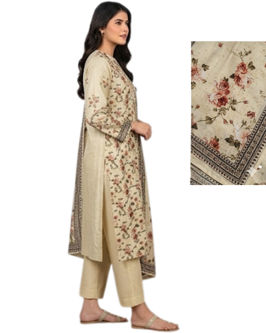 Timeless Grace: The Heritage Series | Premium Digital Print Lawn – Vol 484 (Design 07)