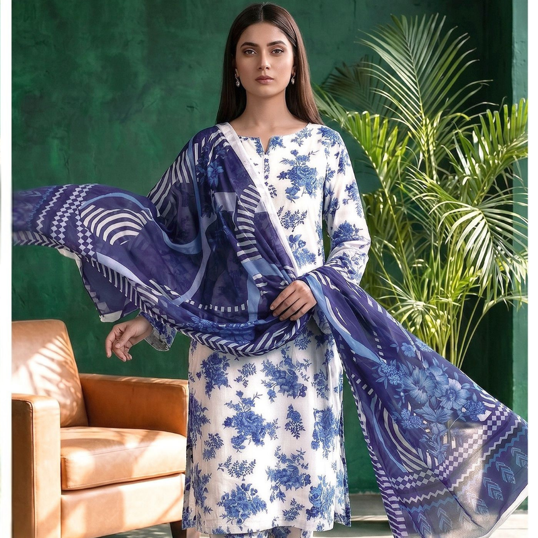 Seamless Elegance: The Allover Edit | Design 04| The Azure Bloom Ensemble
