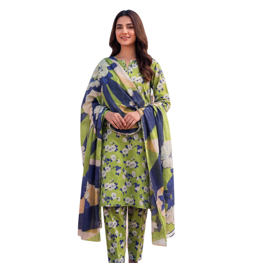 Seamless Elegance: Zesty Lime Floral Allover Co-ord Suite (Vol. 636) Design 02