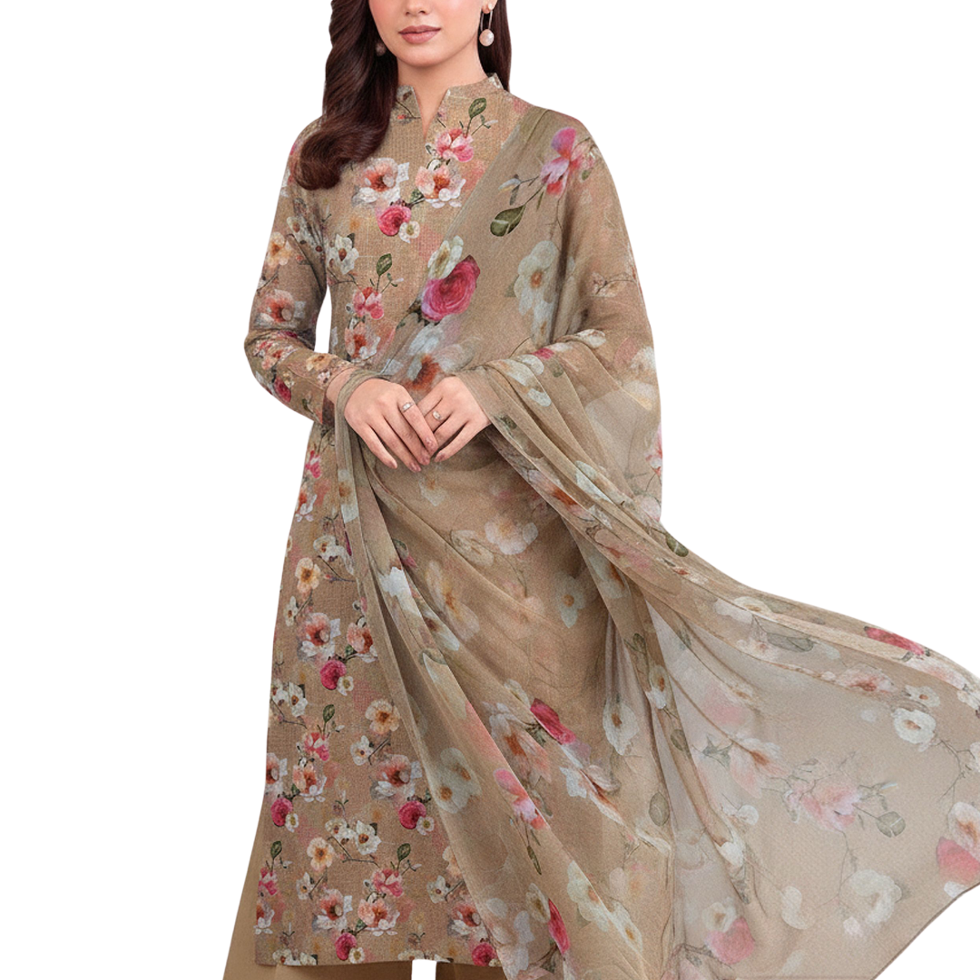 3-Piece Digital Allover Print Dabby Lawn Suit – Vol 612 (Design 8)