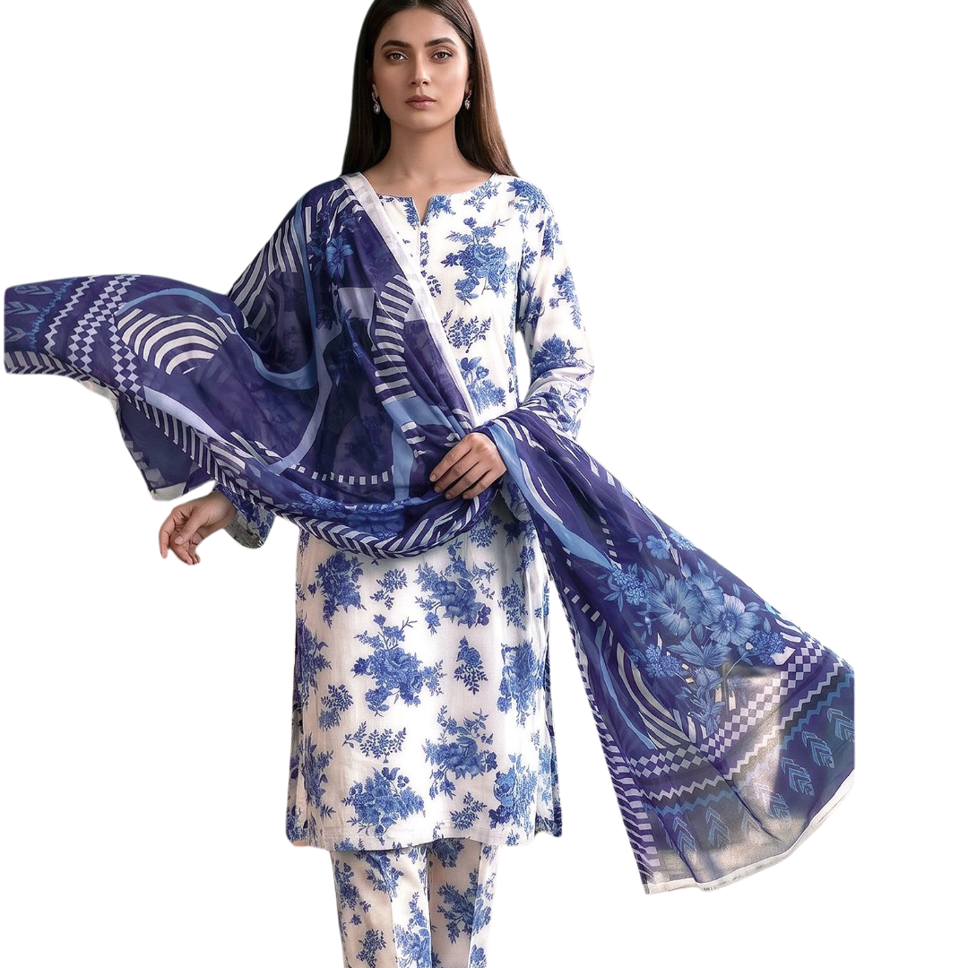 Seamless Elegance: The Allover Edit | Design 04| The Azure Bloom Ensemble