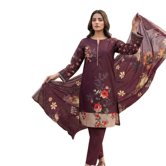 Bold & Textured: The Luxe Statement | Premium Digital Print Lawn – Vol 641 (Design 02)