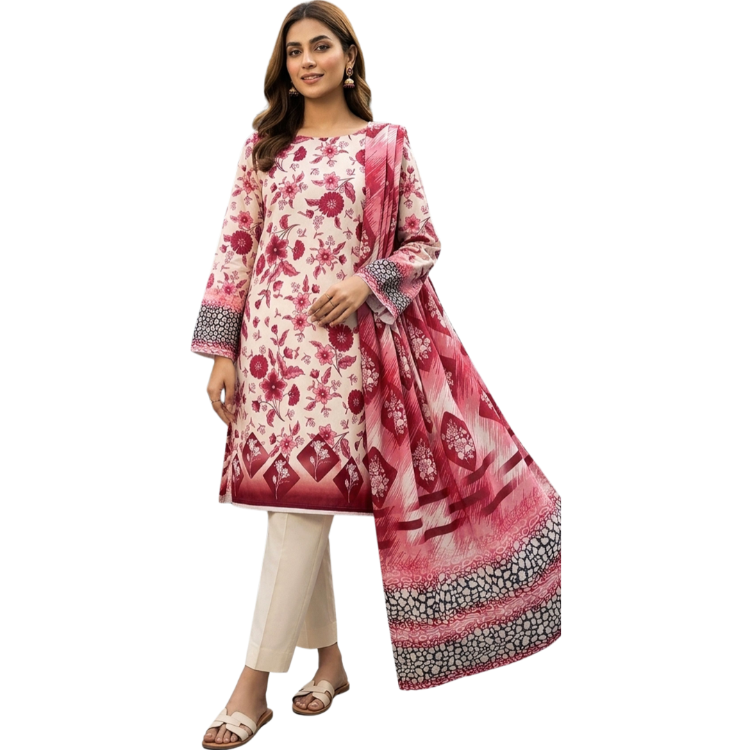 The Luxe Statement Vol. 606 | Premium Lawn with Digital Print Voile Dupatta | Design No 3