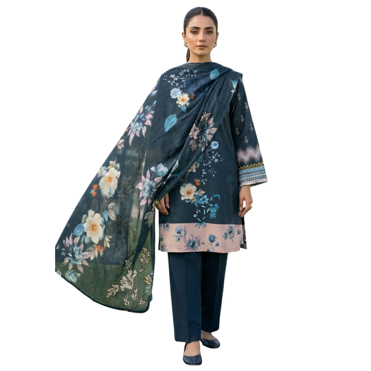 Bold & Textured: The Luxe Statement | Premium Digital Print Lawn – Vol 641 (Design 04)