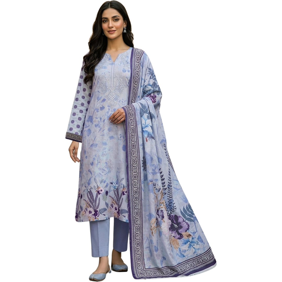 The Embroidery Suite Vol. 622 | Premium Lawn with Digital Print Voile Dupatta | Design No 03
