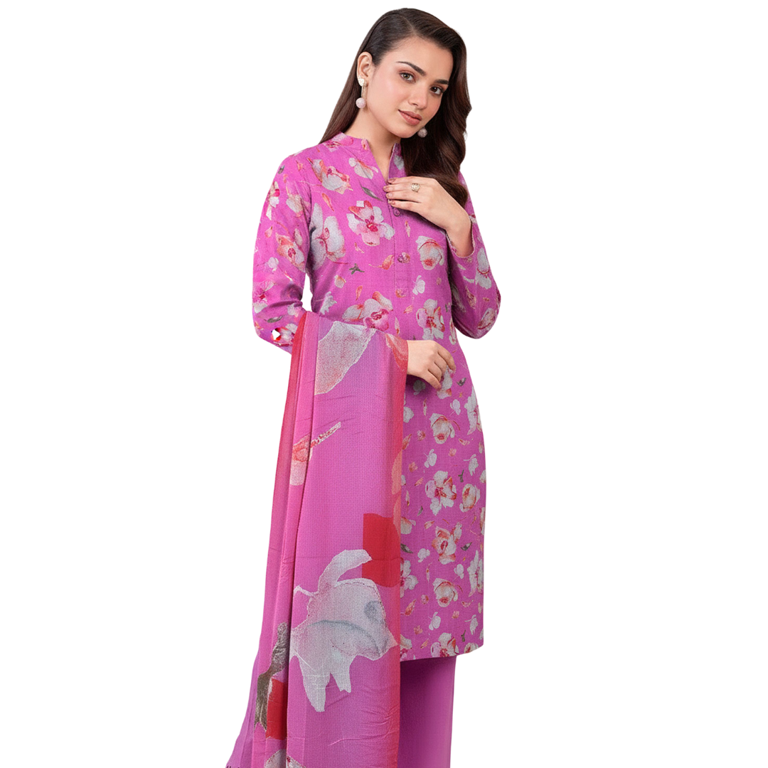 3-Piece Digital Allover Print Dabby Lawn Suit – Vol 612 (Design 3)
