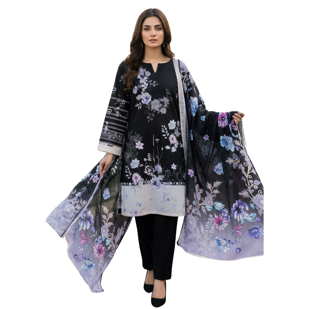 Bold & Textured: The Luxe Statement | Premium Digital Print Lawn – Vol 641 (Design 03)
