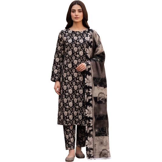 Midnight Floral Digital Allover Print Lawn Suite desighn 03