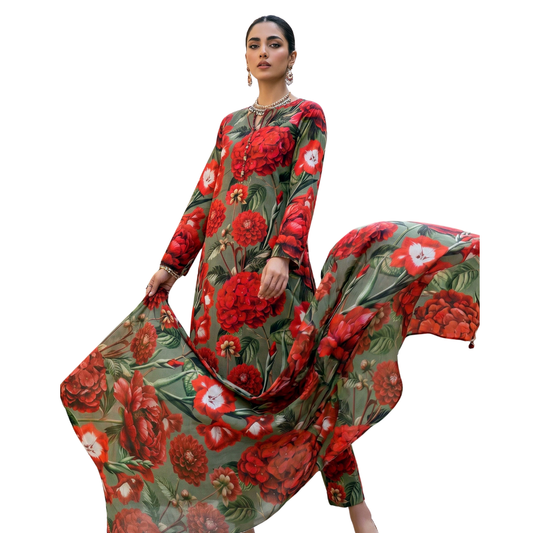 Crimson Dahlia – Premium Lawn Vol. 646 (Design 09)
