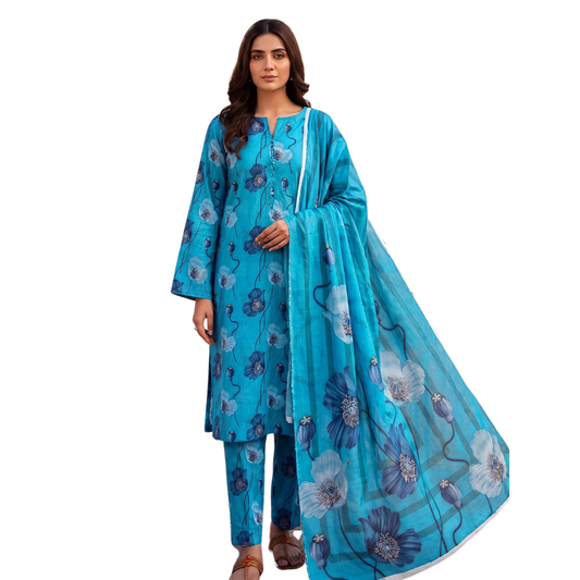 seamless Elegance: Azure Floral Allover Co-ord Suite (Vol. 636) Design 5