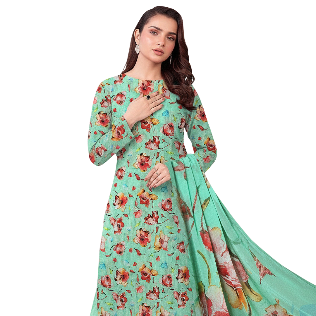 Piece Digital Allover Print Dabby Lawn Suit – Vol 612 (Design 2)
