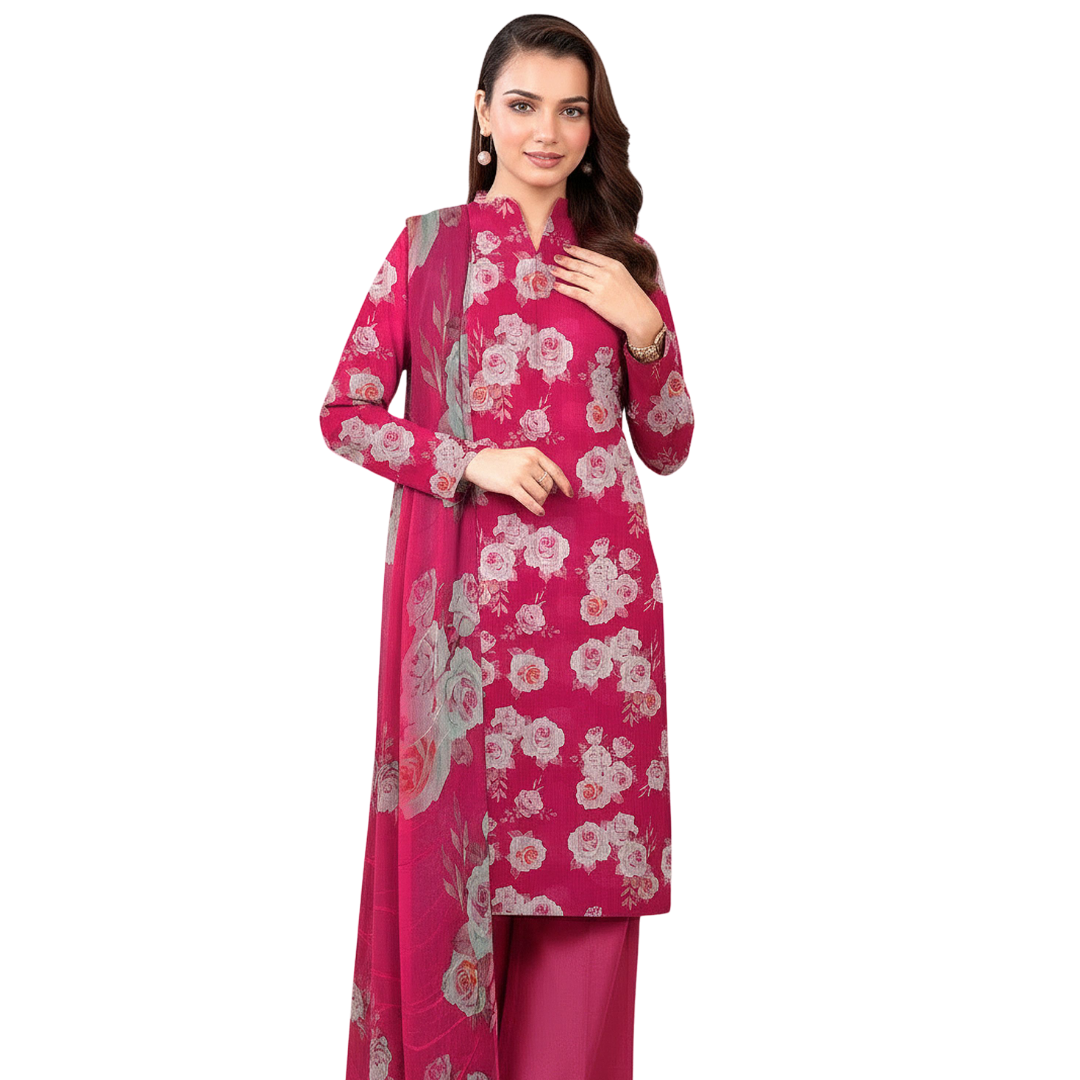 3-Piece Digital Allover Print Dabby Lawn Suit – Vol 612 (Design 5)