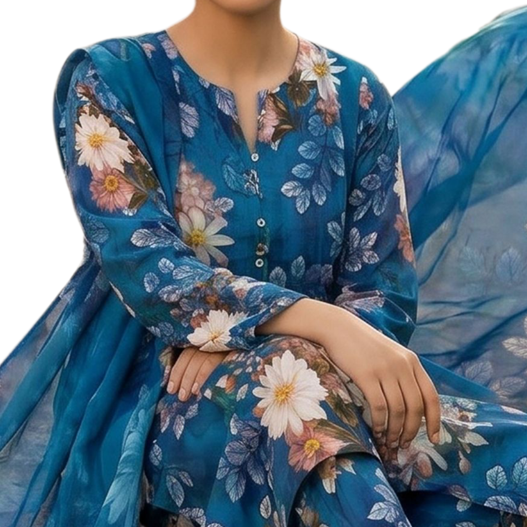 Cerulean Botanica – Premium Lawn Vol. 646 (Design 08)