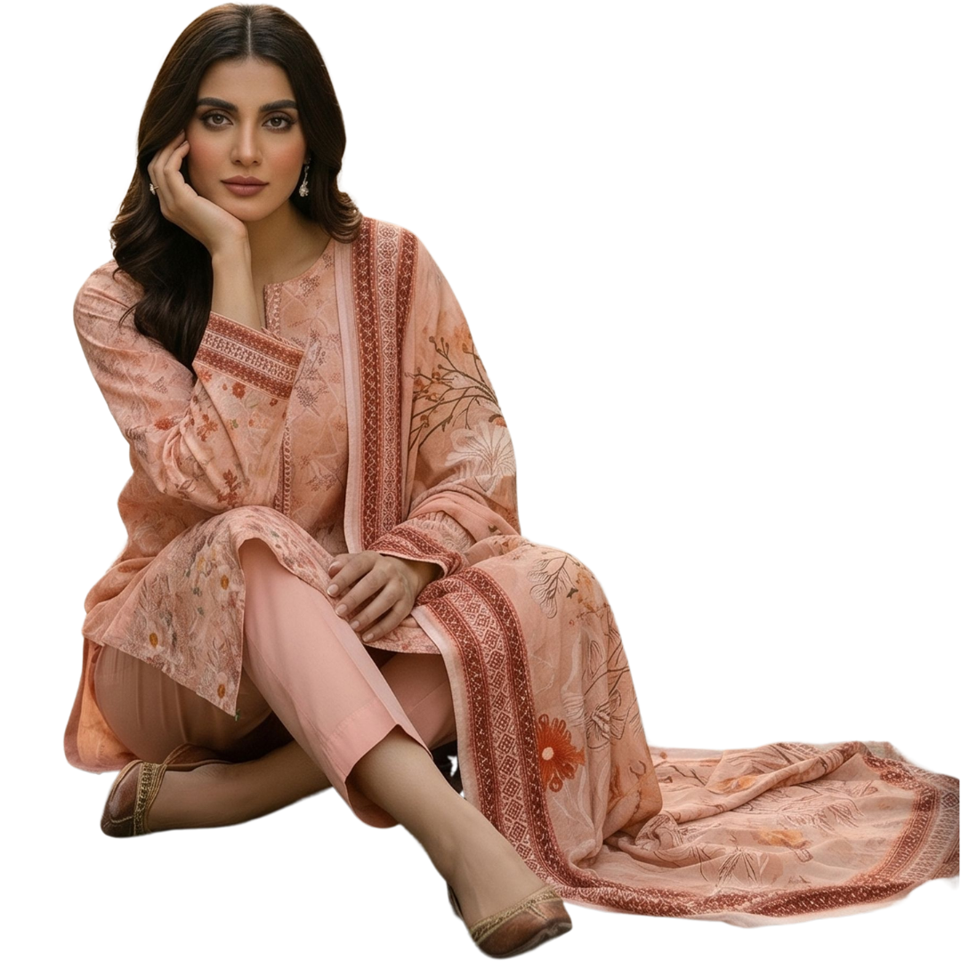 The Embroidery Suite Vol. 622 | Premium Lawn with Digital Print Voile Dupatta | Design 01