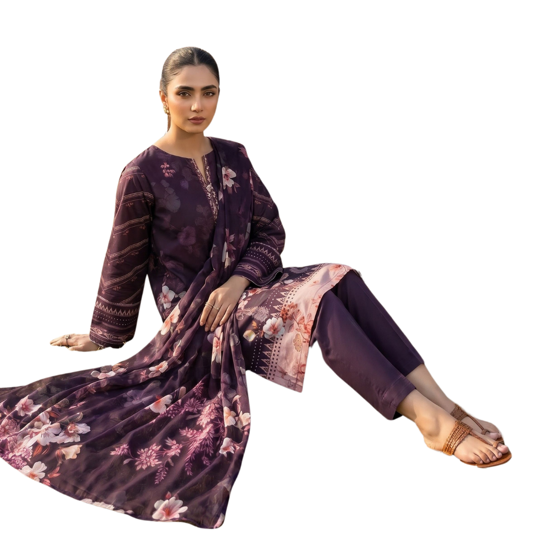 Bold & Textured: The Luxe Statement | Premium Digital Print Lawn – Vol 641 (Design 05)