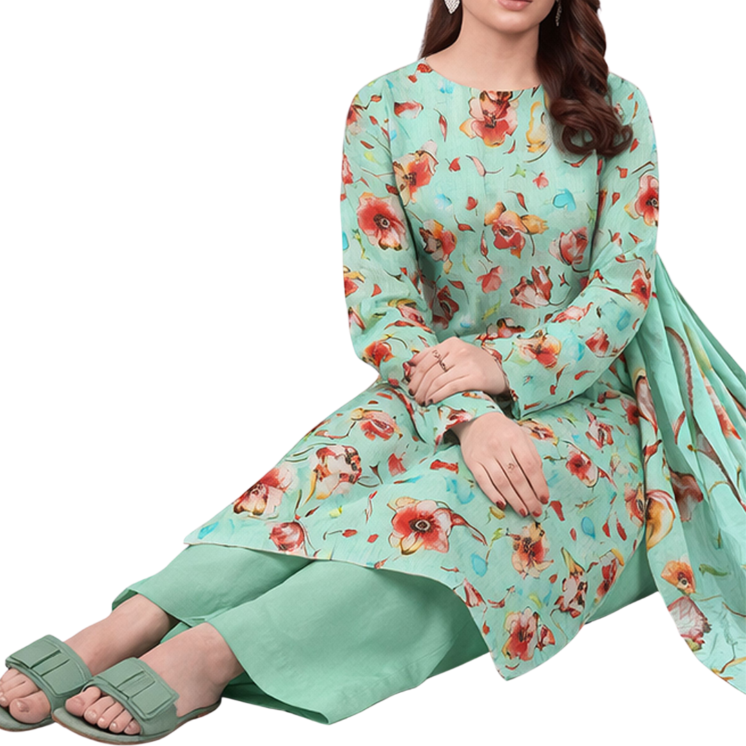 Piece Digital Allover Print Dabby Lawn Suit – Vol 612 (Design 2)