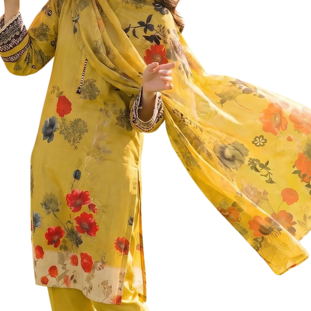 Bold & Textured: The Luxe Statement | Premium Digital Print Lawn – Vol 641 (Design 06)