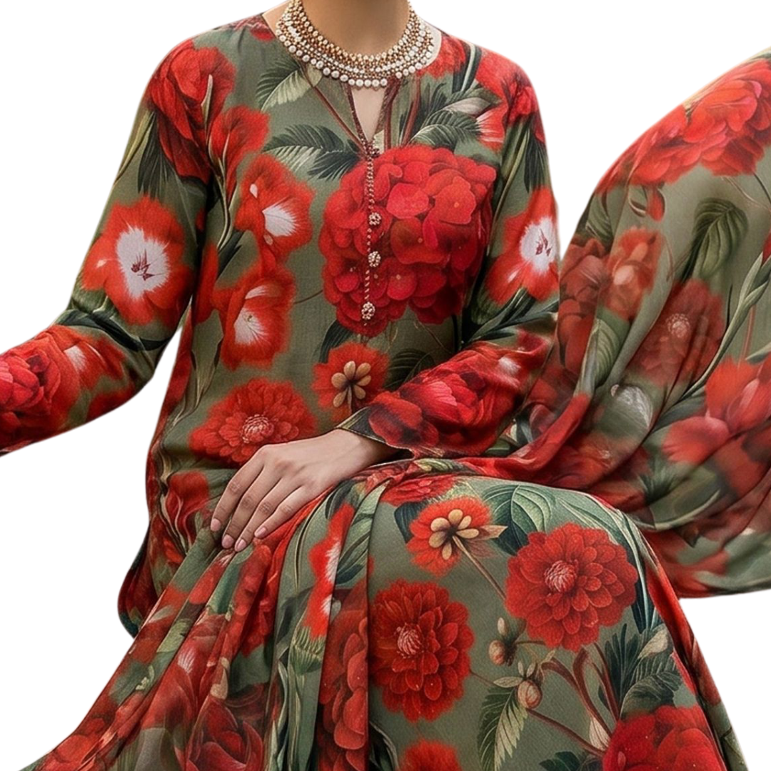 Crimson Dahlia – Premium Lawn Vol. 646 (Design 09)