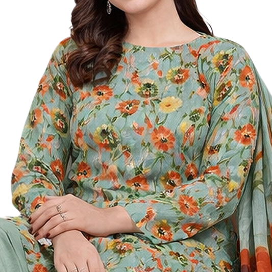 3-Piece Digital Allover Print Dabby Lawn Suit – Vol 612 (Design 6)