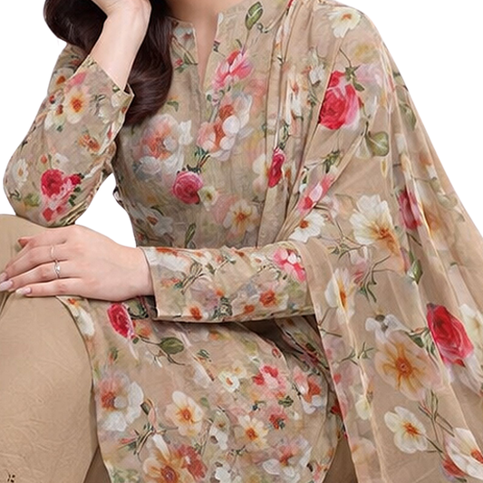 3-Piece Digital Allover Print Dabby Lawn Suit – Vol 612 (Design 8)