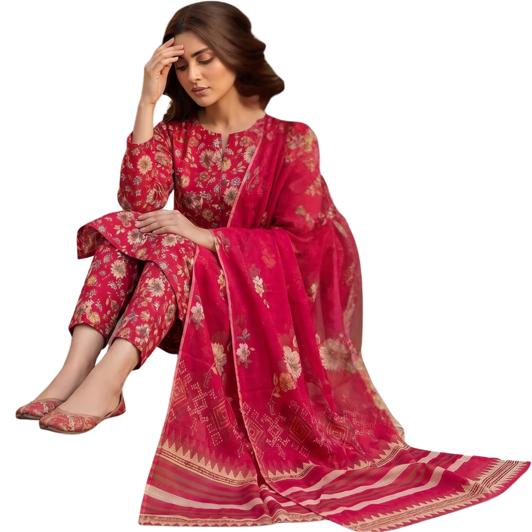 Seamless Elegance: The Allover Edit | Premium Lawn 3PC Suit desighn 01
