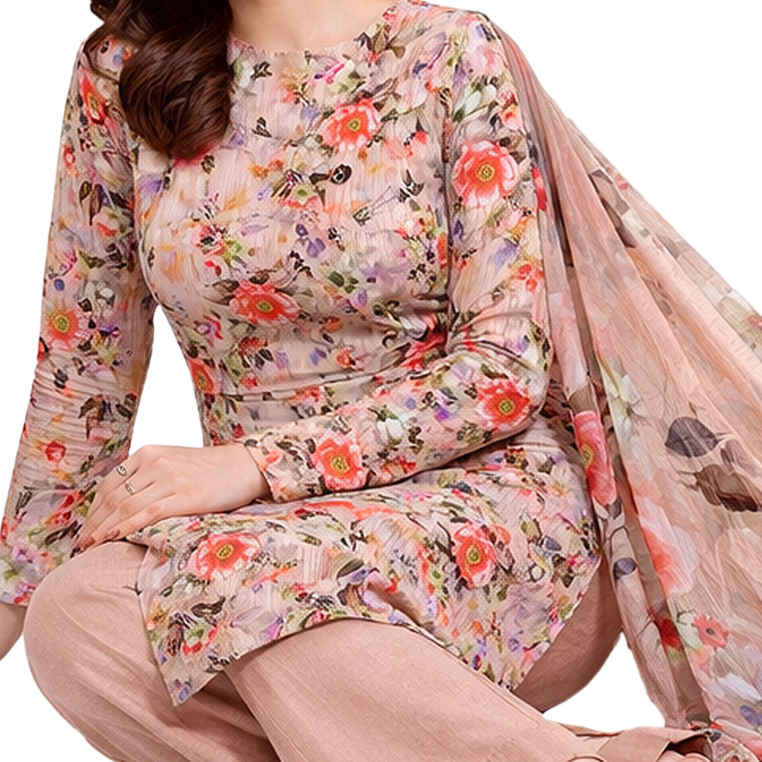 3-Piece Digital Allover Print Dabby Lawn Suit – Vol 612 (Design 10)