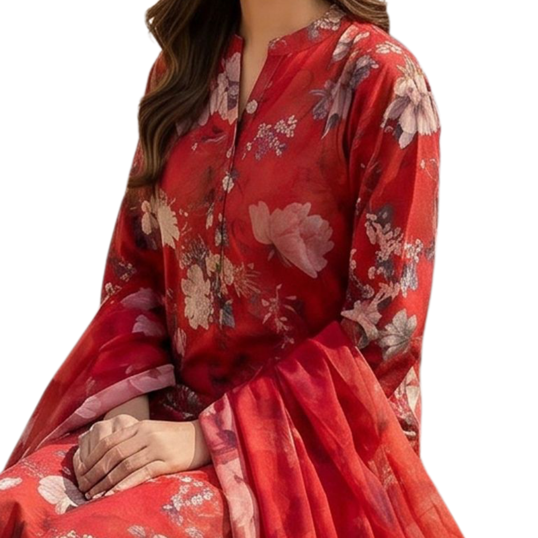 Crimson Elegance – Premium Lawn Vol. 646 (Design 07)