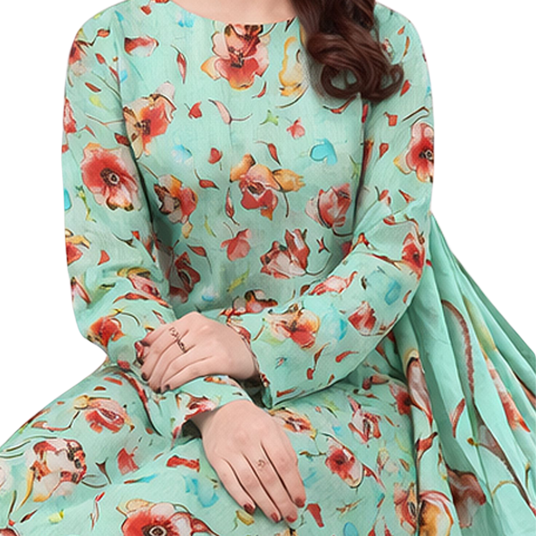 Piece Digital Allover Print Dabby Lawn Suit – Vol 612 (Design 2)