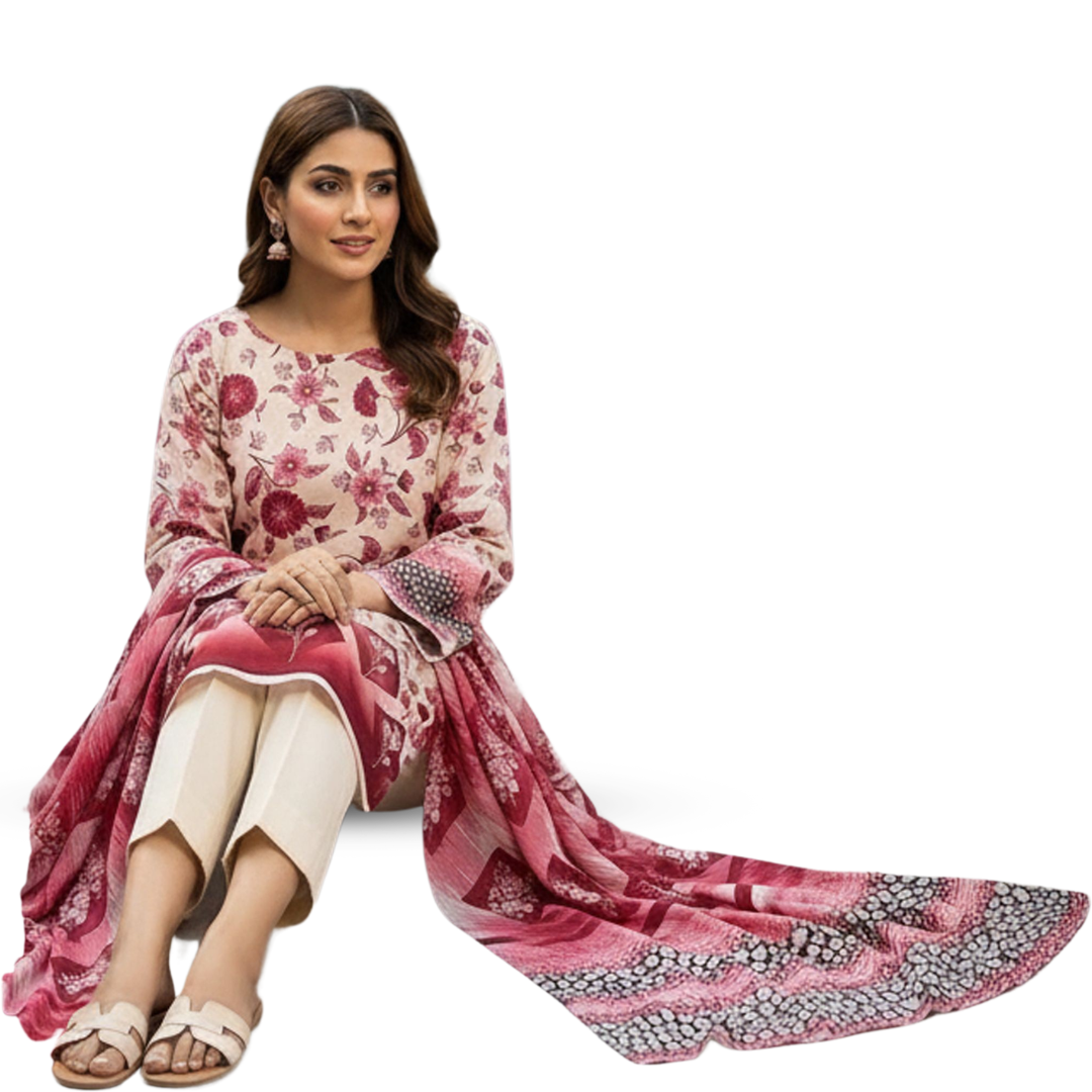 The Luxe Statement Vol. 606 | Premium Lawn with Digital Print Voile Dupatta | Design No 3