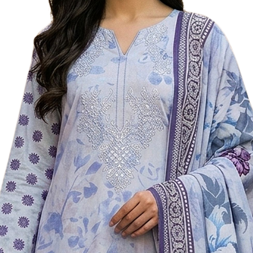 The Embroidery Suite Vol. 622 | Premium Lawn with Digital Print Voile Dupatta | Design No 03