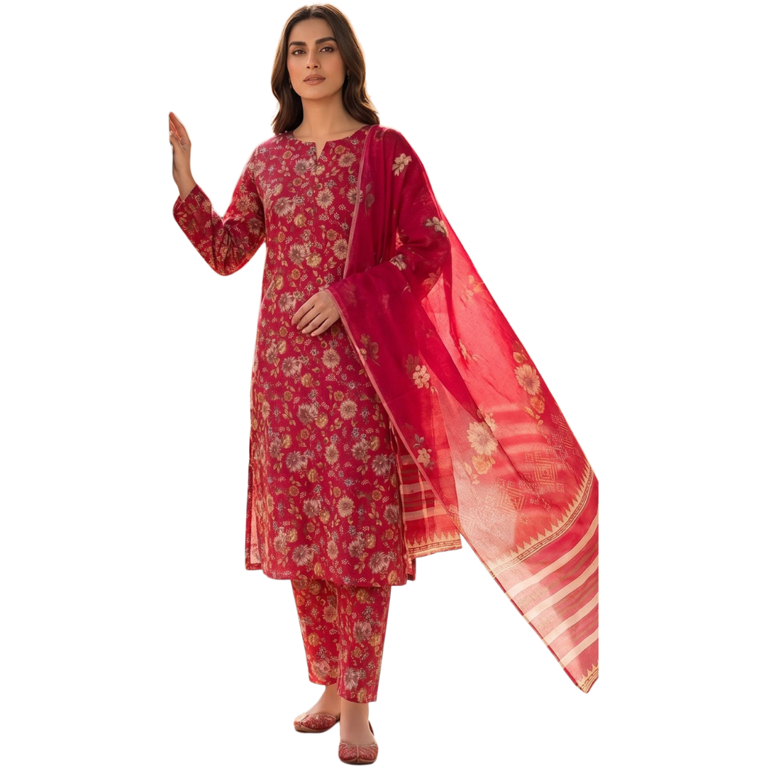 Seamless Elegance: The Allover Edit | Premium Lawn 3PC Suit desighn 01