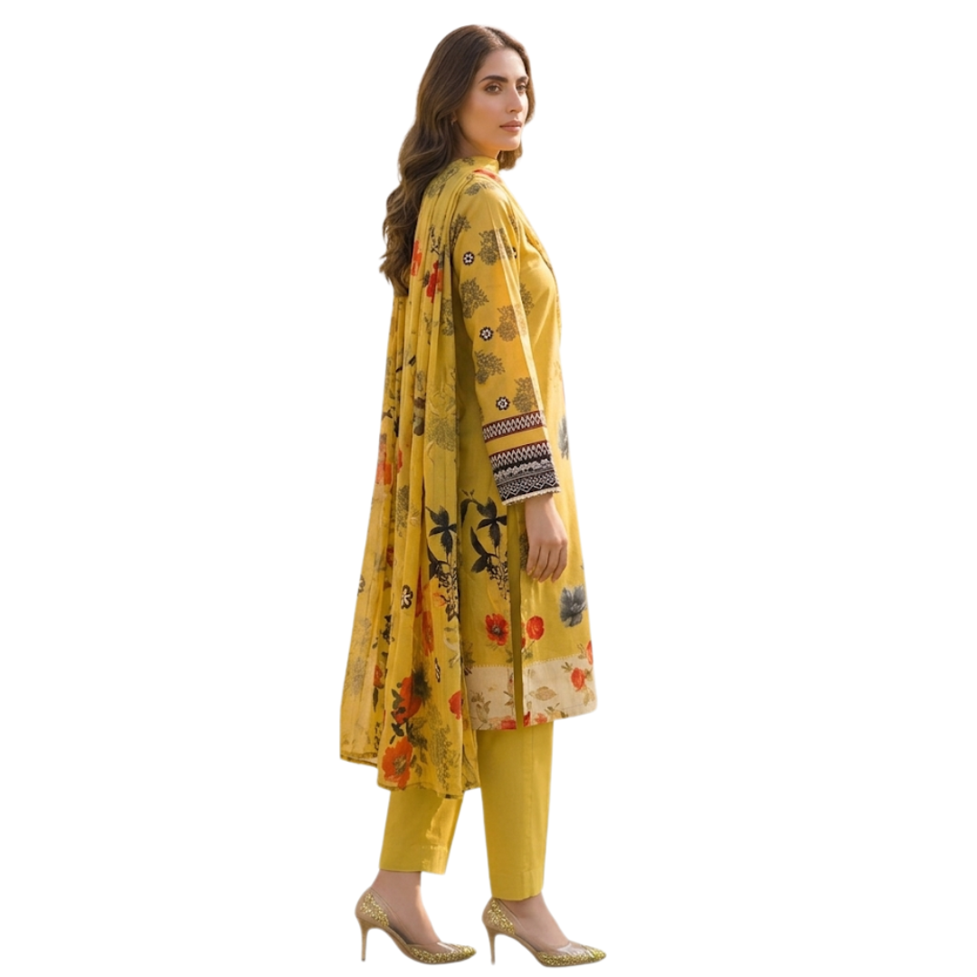 Bold & Textured: The Luxe Statement | Premium Digital Print Lawn – Vol 641 (Design 06)