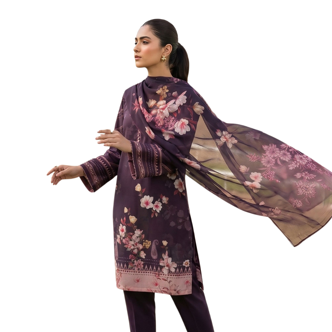 Bold & Textured: The Luxe Statement | Premium Digital Print Lawn – Vol 641 (Design 05)