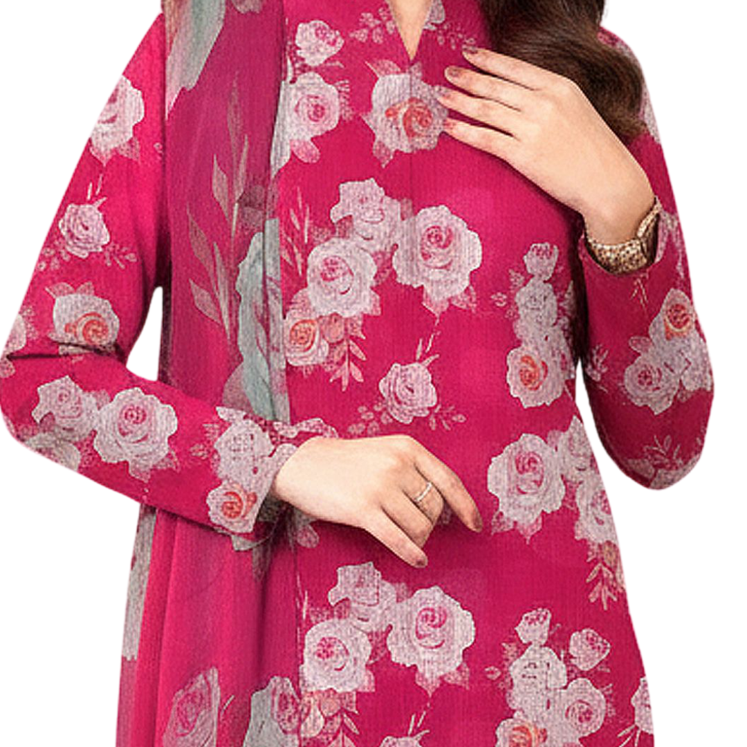 3-Piece Digital Allover Print Dabby Lawn Suit – Vol 612 (Design 5)