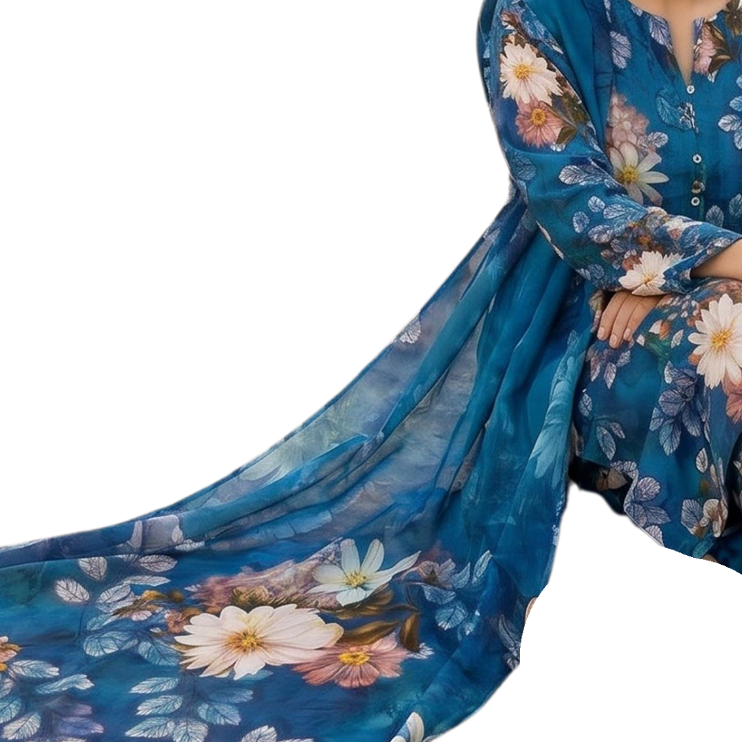 Cerulean Botanica – Premium Lawn Vol. 646 (Design 08)