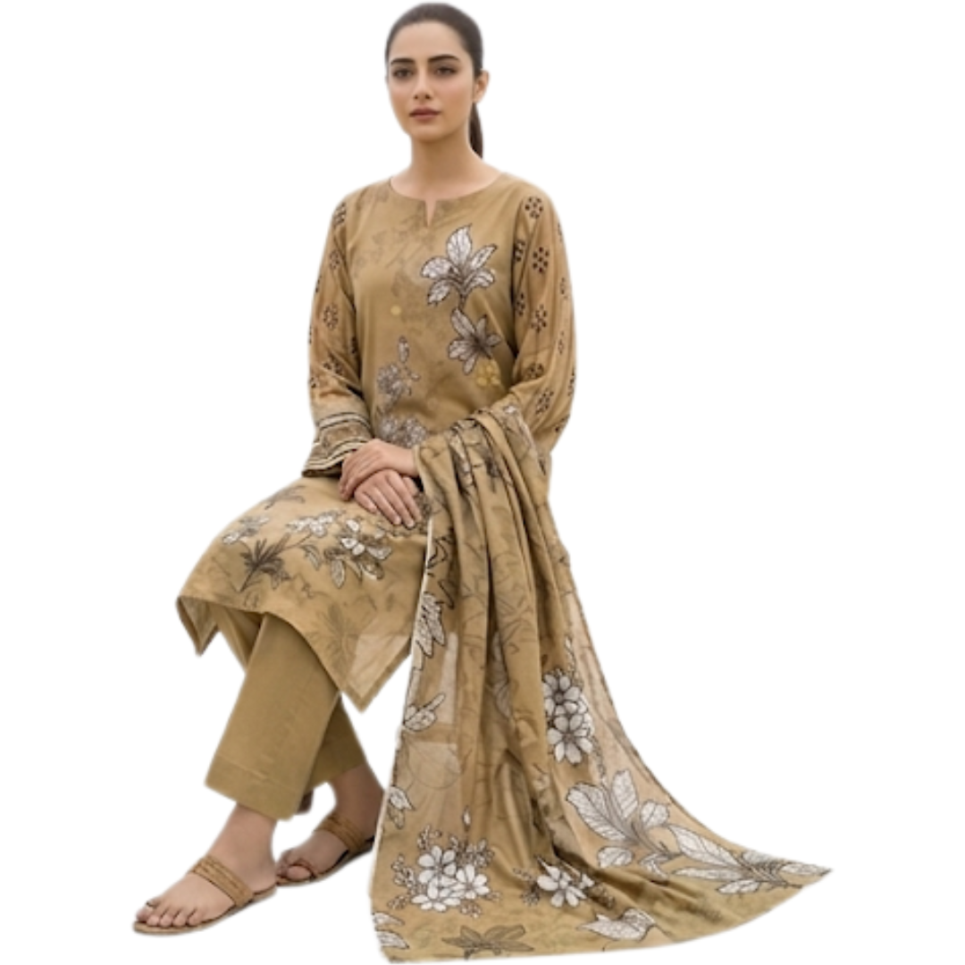 Bold & Textured: The Luxe Statement | Premium Digital Print Lawn – Vol 641 (Design 08)