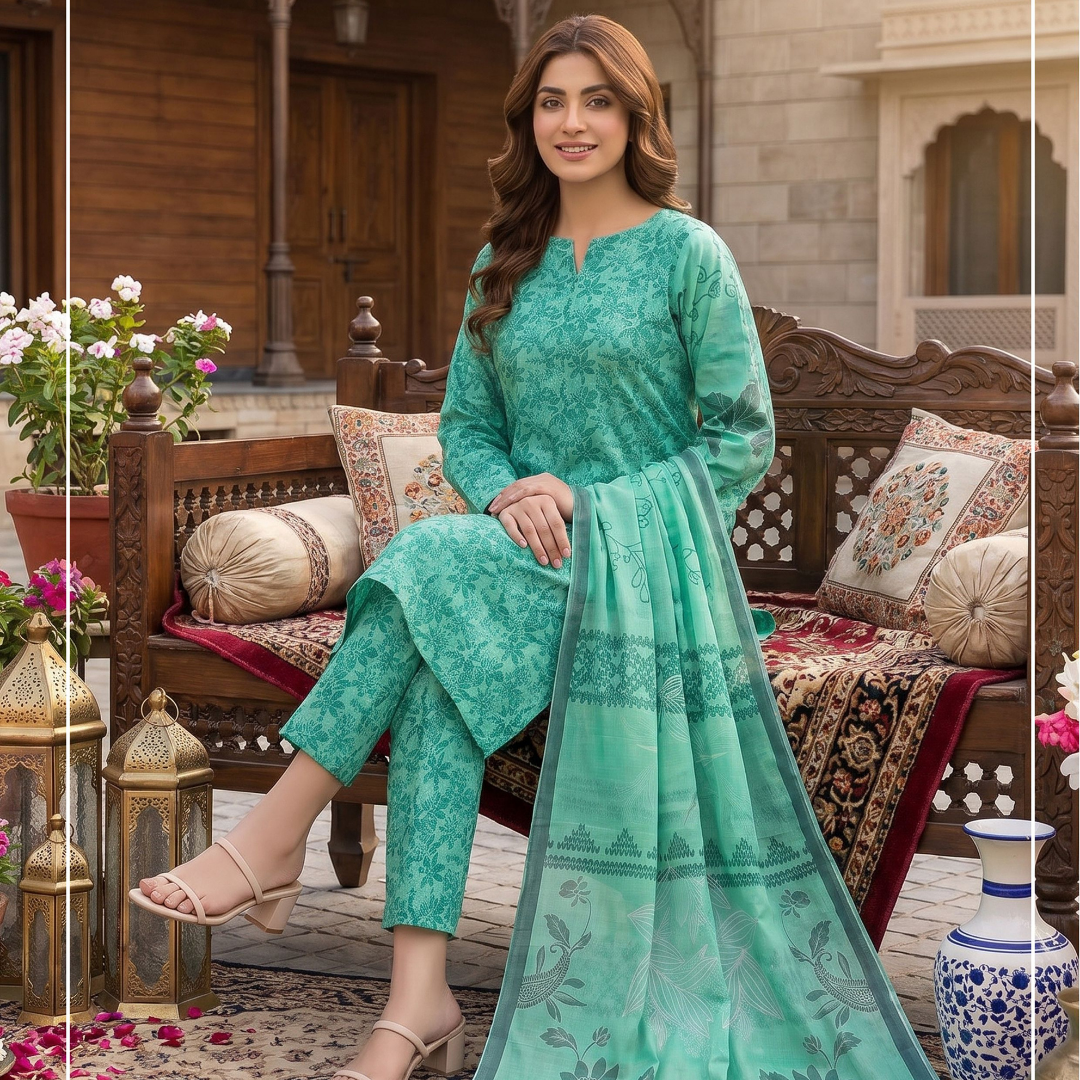 Seamless Elegance | Premium Lawn 3-Piece – Design 05 (Vol. 630)