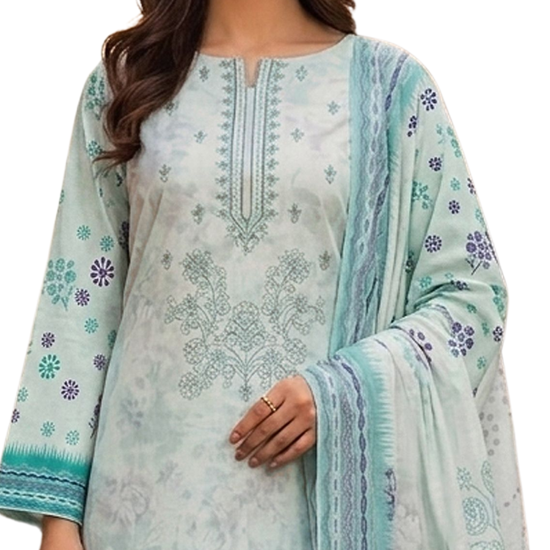 Artisanal Threads: Mint Embroidered Premium Lawn Suite (Vol. 622)| Design No 2