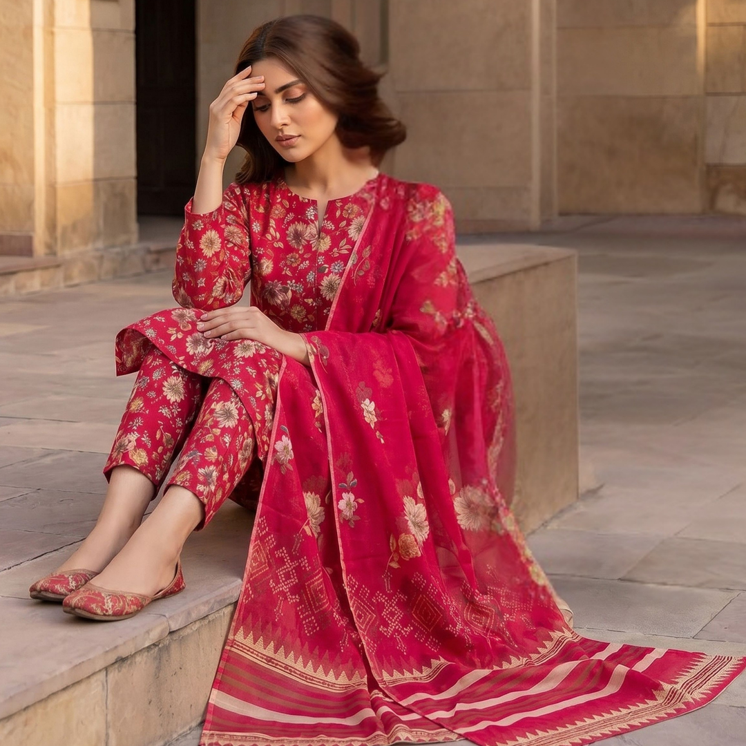Seamless Elegance: The Allover Edit | Premium Lawn 3PC Suit desighn 01