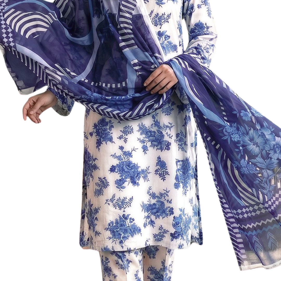 Seamless Elegance: The Allover Edit | Design 04| The Azure Bloom Ensemble