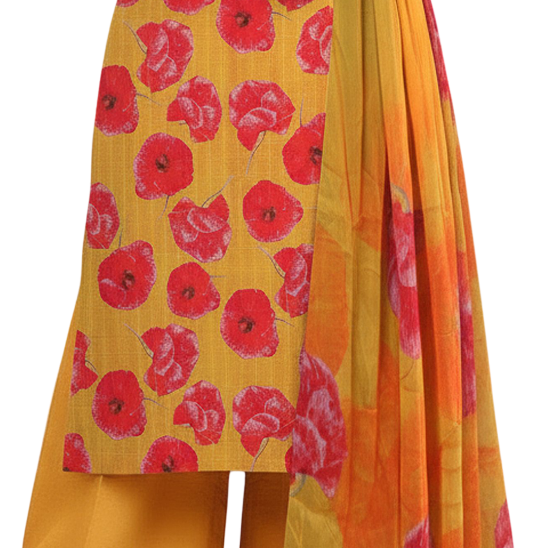 3-Piece Digital Allover Print Dabby Lawn Suit – Vol 612 (Design 4)