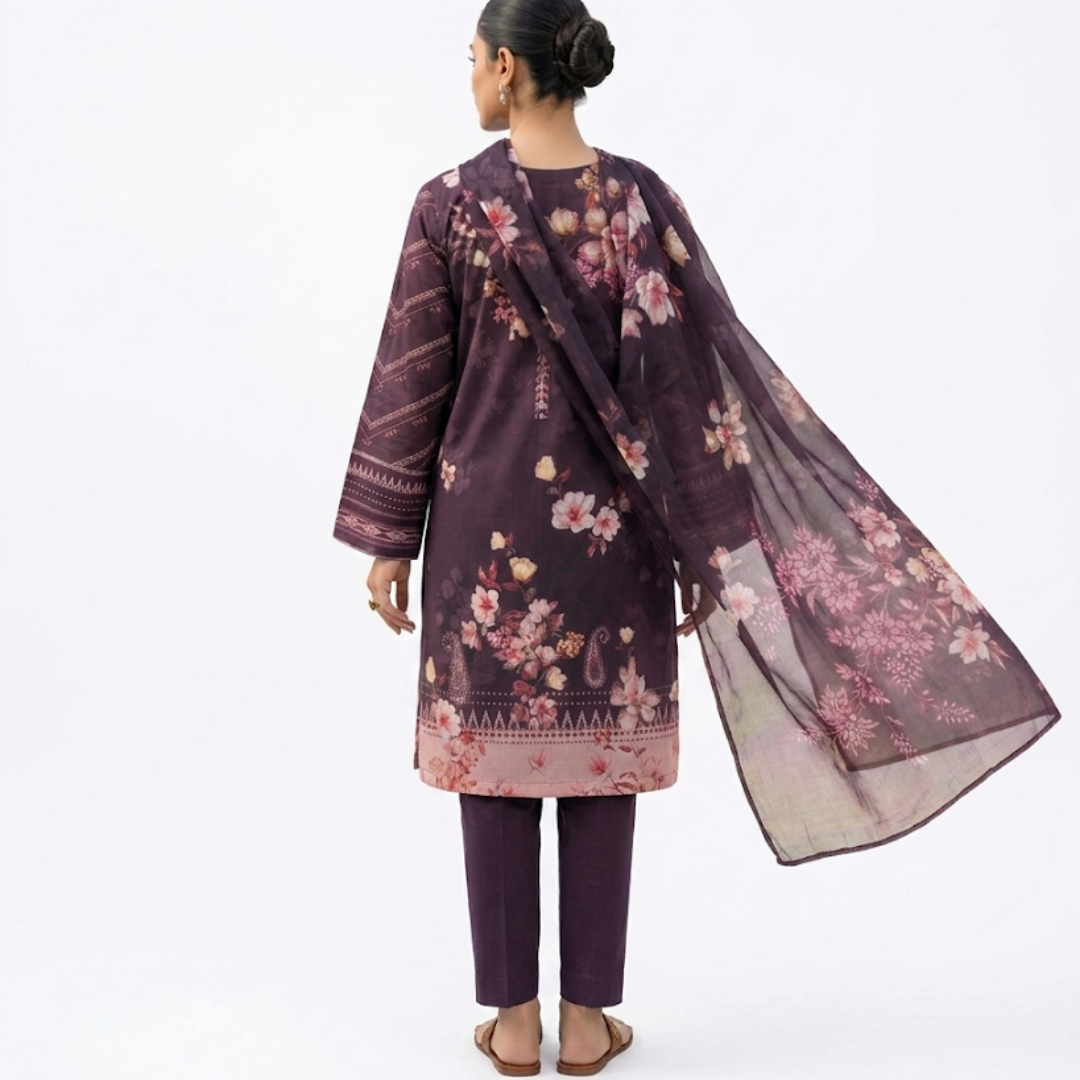 Bold & Textured: The Luxe Statement | Premium Digital Print Lawn – Vol 641 (Design 05)