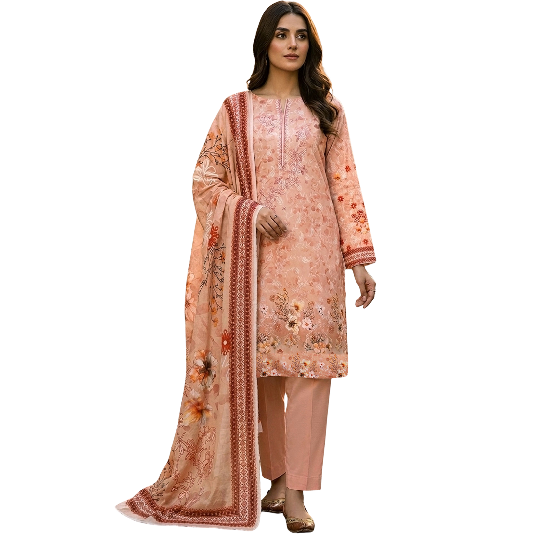 Artisanal Threads | Digital Print Neckline Embroidered Premium Lawn – Vol 622